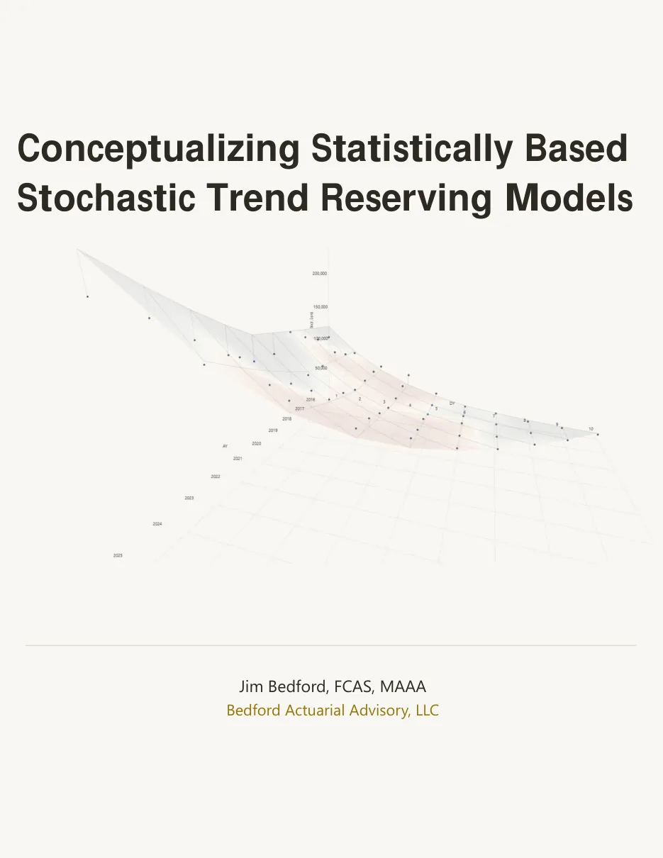Brochure cover: Conceptualizing Statistically Based Stochastic Trend Reserving Models